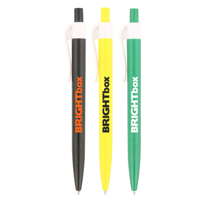 Personalized solid color pen with white trim.
