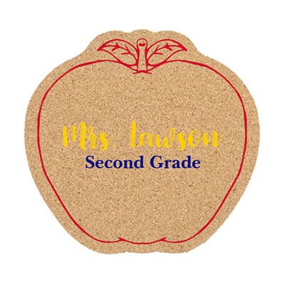 Cork 5 inches apple coaster with full color logo.