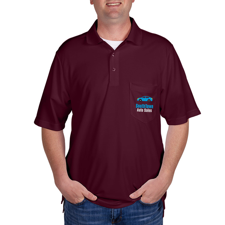 Customized embroidered maroon polo with pocket