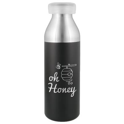 Stainless steel black water bottle with custom engraved logo in 25 oz.