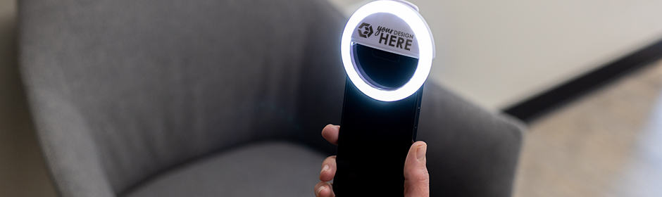  Black custom selfie lights with black imprint