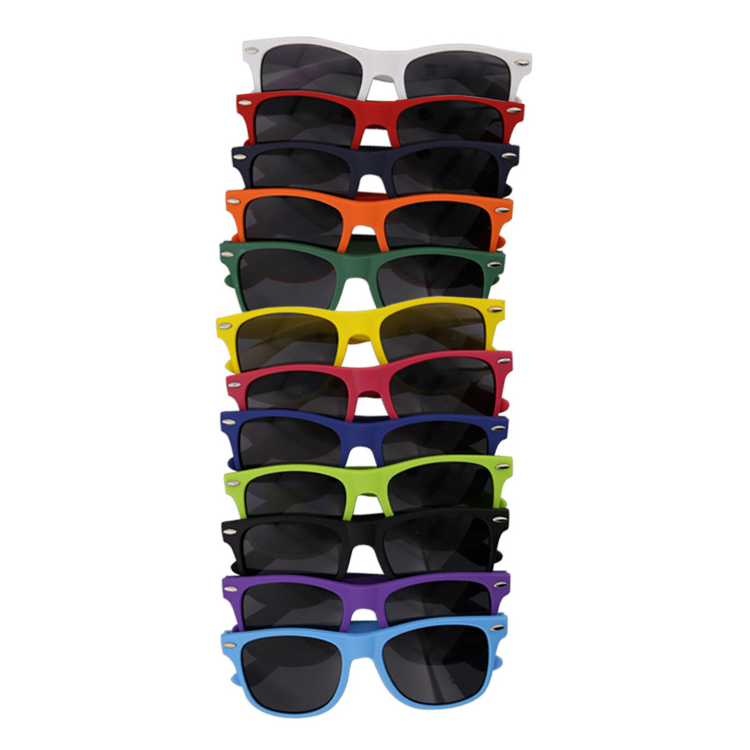 Polycarbonate and rubberized overspray velvet touch sunglasses blank.