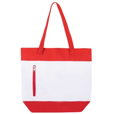 Polyester red flashy color tote blank.