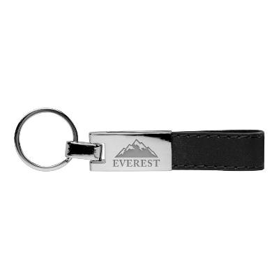 Luxury strap keychain with engraved logo.