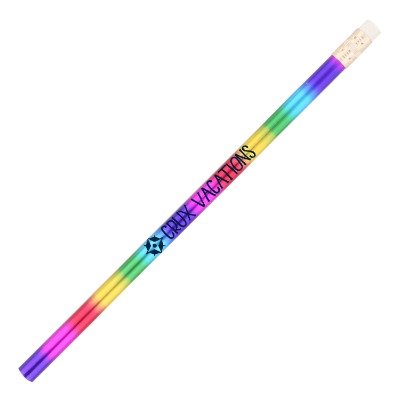 Rainbow foil pencil with personalized logo.