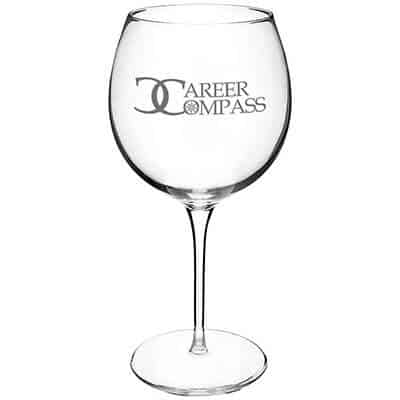 Glass clear wine glass with custom imprint in 24 ounces.