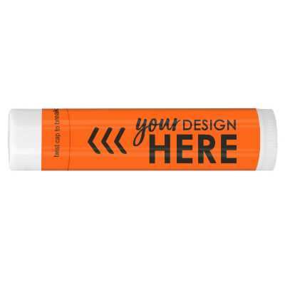Business lip balm background with an imprinted logo.