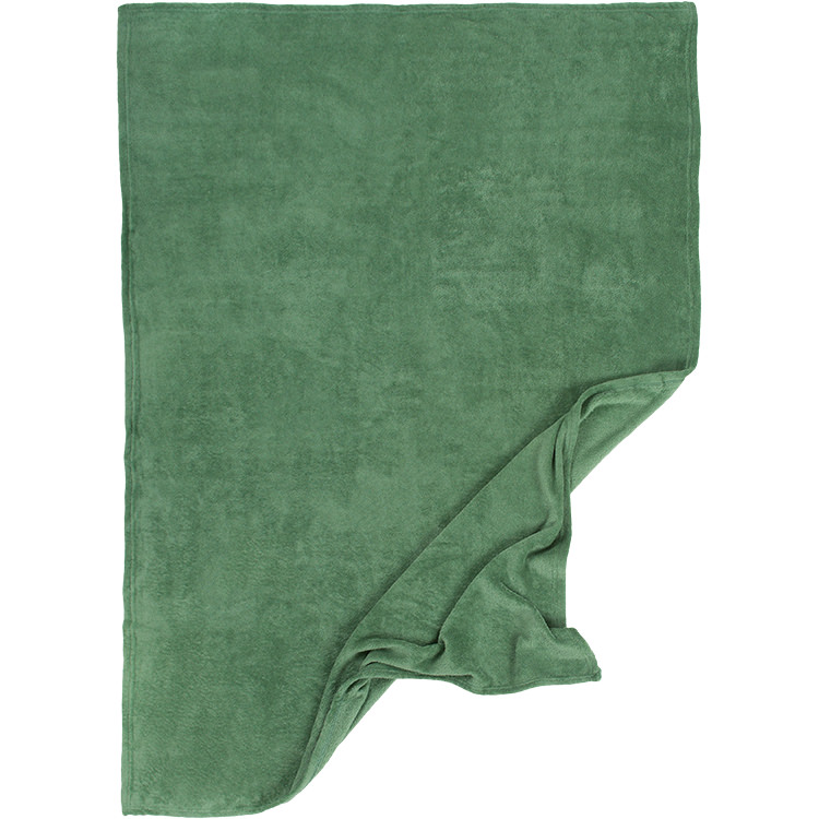 Blank brushed polyester blanket with whip stitched edges.