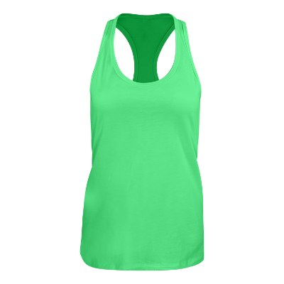 Blank synthetic green ladies' tank top.