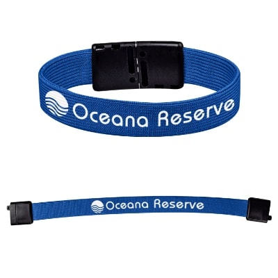 Blue nylon wristband personalized with your logo.