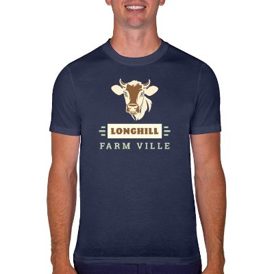 Customizable strong navy t-shirt with full color logo.