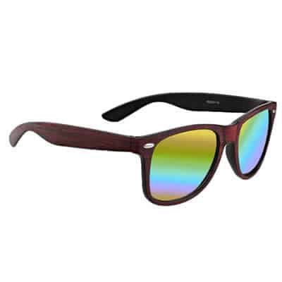 Polycarbonate red woodtone mirrored sunglasses blank.
