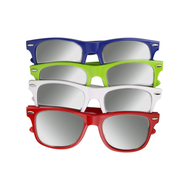 Polycarbonate mirrored lens sunglasses.