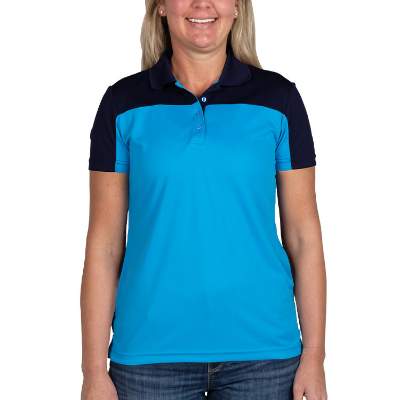 Blank blue with navy colorblock ladies' performance polo