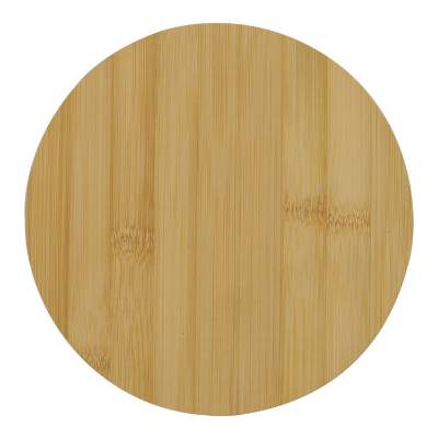 Natural round bamboo cutting board blank.