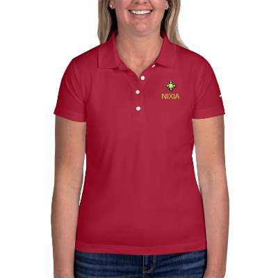 Red embroidered customized ladies' basic polo