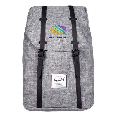 Polycanvas heather gray backpack with embroidered logo.
