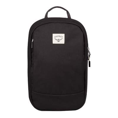 Blank recycled polyester black backpack.