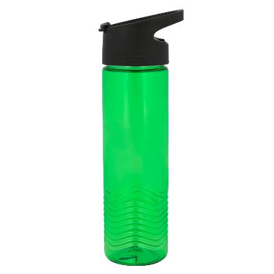 Plastic green water bottle with flip straw lid blank in 24 ounces.