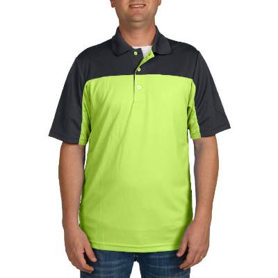 Blank safety yellow with carbon men's performance polo