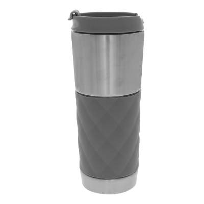 Blank gray quilted tumbler.