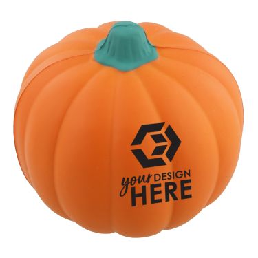 Foam pumpkin stress ball with logo.