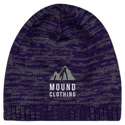 Purple and charcoal custom embroidered beanie.