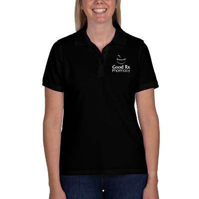 Personalized black ladies' easy blend polo
