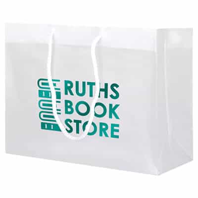 Plastic frosted clear foil stamped large eurotote with personalized imprint.