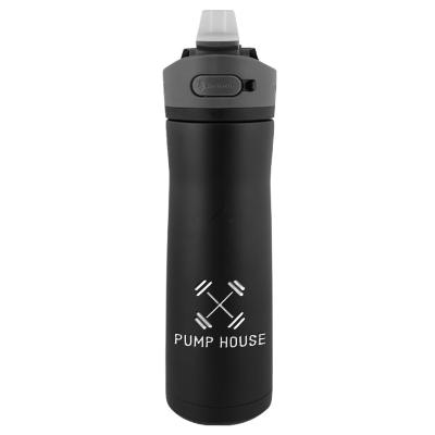 Licorice stainless bottle with engraved imprint.