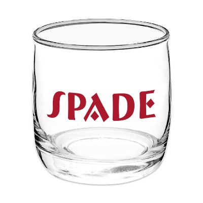 Clear whiskey glass with custom logo.