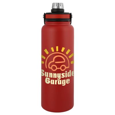 Red stainless bottle with full color imprint.