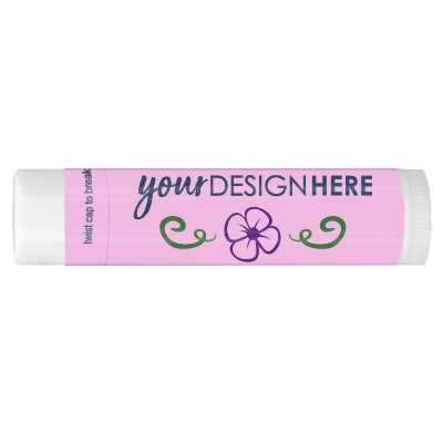 White background lip balm with a customized logo.