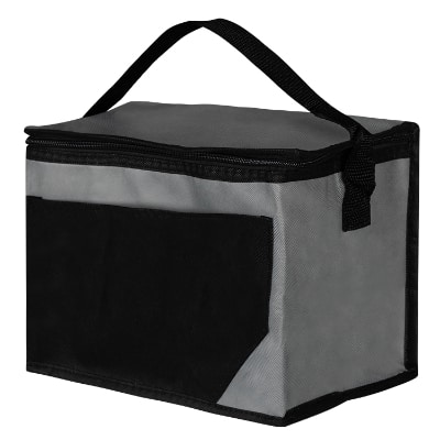 Blank gray polypropylene non-woven cooler bag.