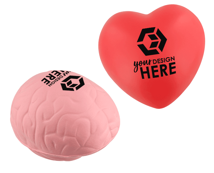 Medical stress balls pink brain stress balls with black imprint and red heart stress balls with black imprint