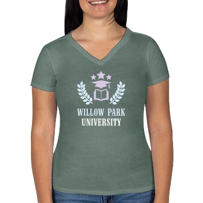 Customized blue sage women's t-shirt with full color logo.