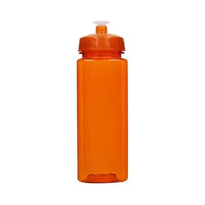 Plastic orange water bottle blank with push pull lid in 24 ounces.