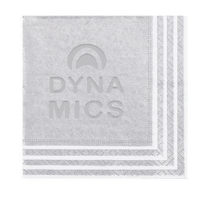 2Ply tissue stripe border silver debossed lunch napkins printed.