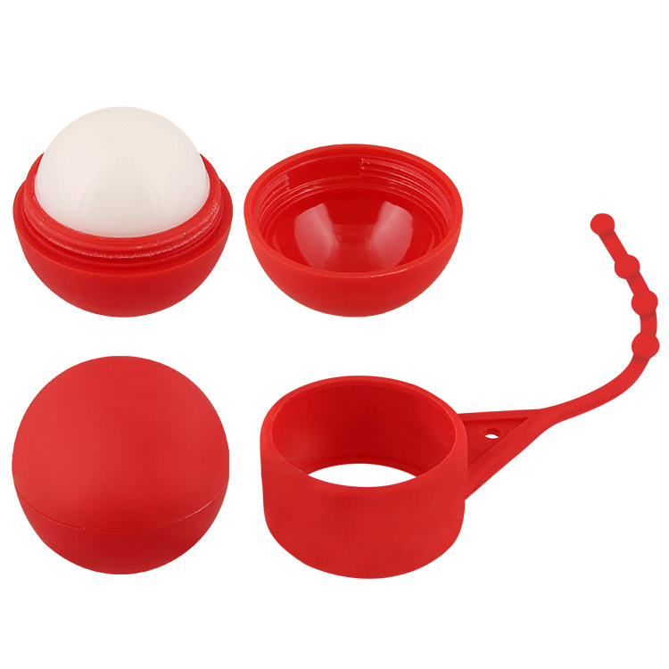 Silicone color lip balm ball with silicone lanyard.