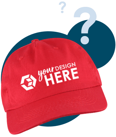Red customized hats with white imprint