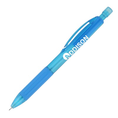 Turquoise mechanical pencil with personalized logo.