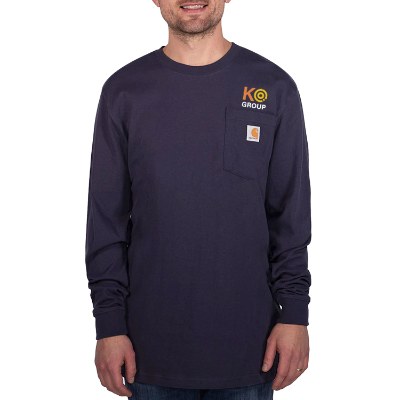 Full color personalization navy long sleeve tee.