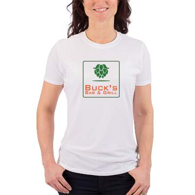 White full color personalized short sleeve shirt.