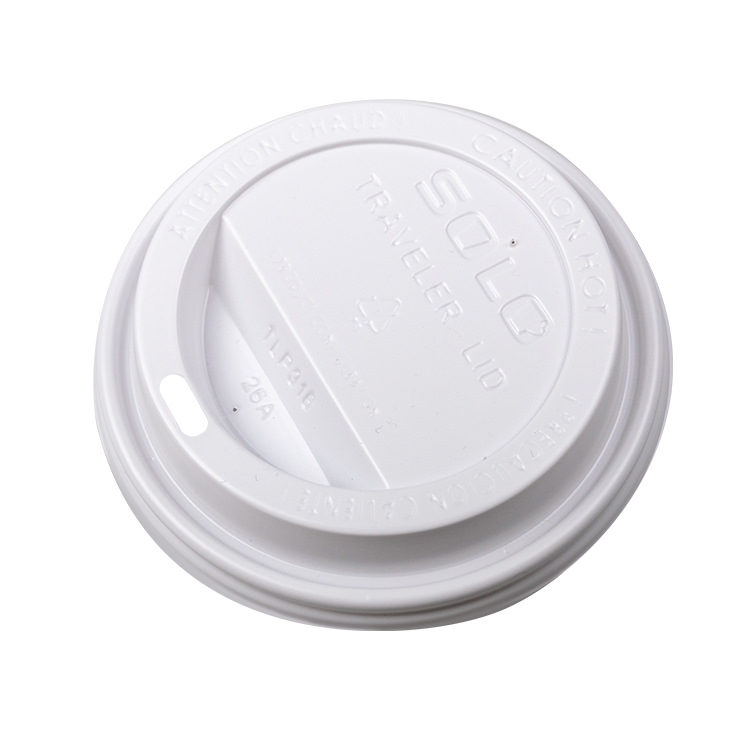 Plastic white sipper lid for paper cups.