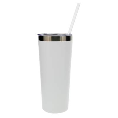 Blank with tumbler with straw.