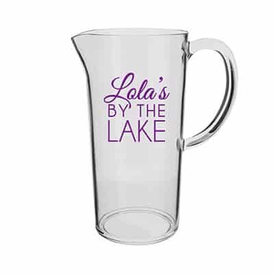 Acrylic clear beer pitcher with custom logo in 40 ounces.