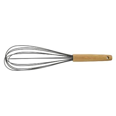Silicone whisk with natural bamboo handle blank.