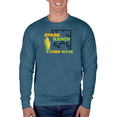 Personalized blue midweight crewneck with customized logo