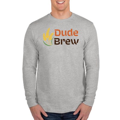 Personalized full color imprint on heather grey long sleeve tee.