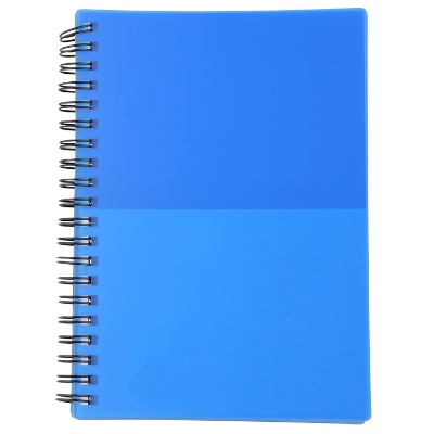 Polypropylene blue color block spiral notebook blank.